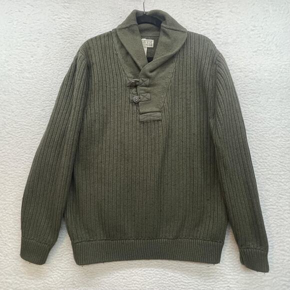 Duluth Trading Co Sweater Mens Large Tall Button Shawl Collar Rib Knit Pullover - Picture 1 of 8